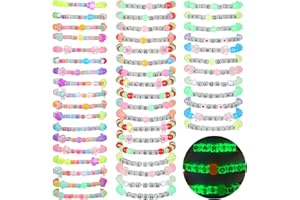 Equsion 48 Pcs Music Party Supply Rave Kandi Bracelets Glow in the Dark Wear and Trade Handmade Party Rave Bracelets Alphabet Plus Music Festival Accessories Every Time for Women Men