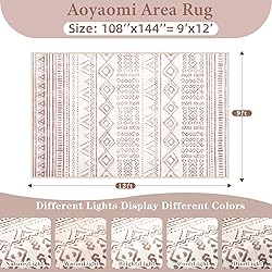 Area Rug for Living Room 9x12: Large Washable Boho