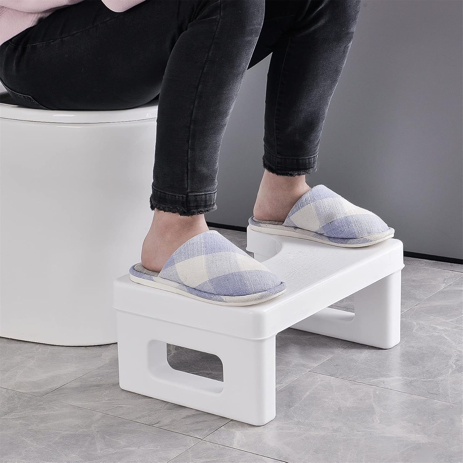 AmazerBath 7 Inch Plastic Toilet Stool Detachable Toilet Potty Stool Premium Poop Stool for Bathroom, Men, Women - White: Health & Personal Care