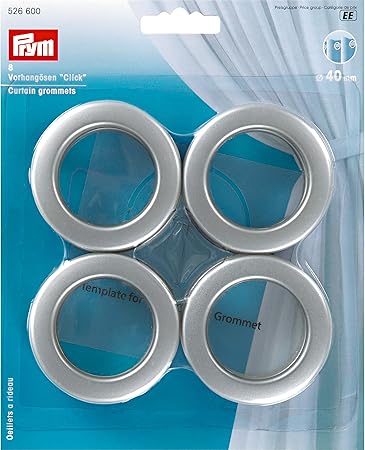 Prym Click Curtain Eyelets 40 Mm Pack Of 8 Matte Silver Plastic
