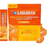 Liquid I.V. Hydration + Immune Electrolytes, Tangerine, 14 Count | Scientifically Formulated | Immune Defense | Vitamin C &amp; Zinc | No Artificial Sweeteners | Non-GMO | Powder Drink Mix