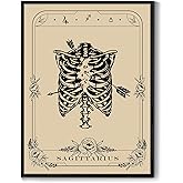 SERIMINO Witchy Framed Wall Art, Sagittarius Tarot Canvas Prints Paintings, Horoscope Dark Academia Home Decor Aesthetic, 12X16inch Gothic Wall Decor for Room