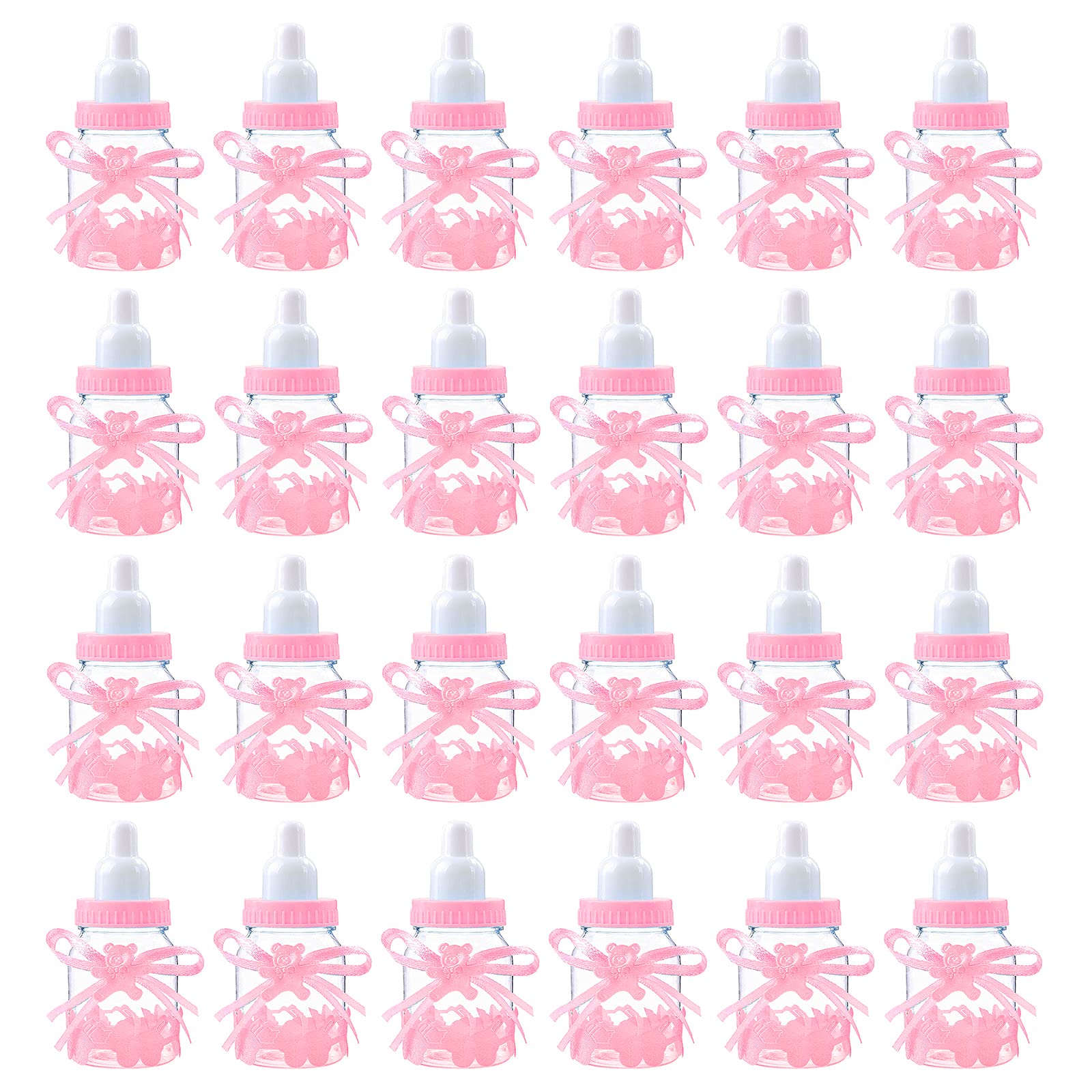 Candy Bottle Baby Shower, 24 PCS Fillable Candy Bottles for Boys & Girls Party Supplies, Baptism & Christening Decoration