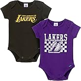 Gerber unisex-baby NBA Team 2 Pack Short Sleeve Onesie Bodysuits