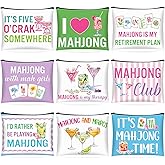 SilTriangle 9 Pcs Mahjong Cosmetic Bag Gifts for Women Mahjong Makeup Bag Mah Jong Zippered Pouch for Lover Player Mothers Birthday Party Lucky Mah Jong Gift Coquette Accessories (Styles 3)