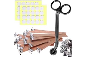 BELMAKS 151PCS Candle Making Set – Wooden Candle Wicks with Metal Base for Candle Making Smokeless Wood Wicks for Candles with Candle Wick Trimmer and Stickers