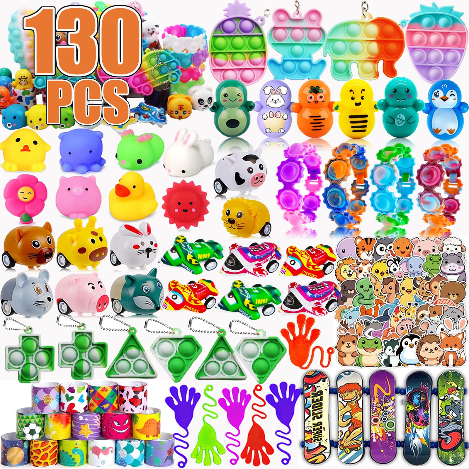 Photo 1 of 130 Pcs Party Favors for Kids, Pop Fidget Toys, Treasure Box Toys, Classroom Prizes, Pinata Filler Goodie Bag Stuffers, Treasure Chest, Carnival Prize Box Toys for Boys Girls 4-8-12