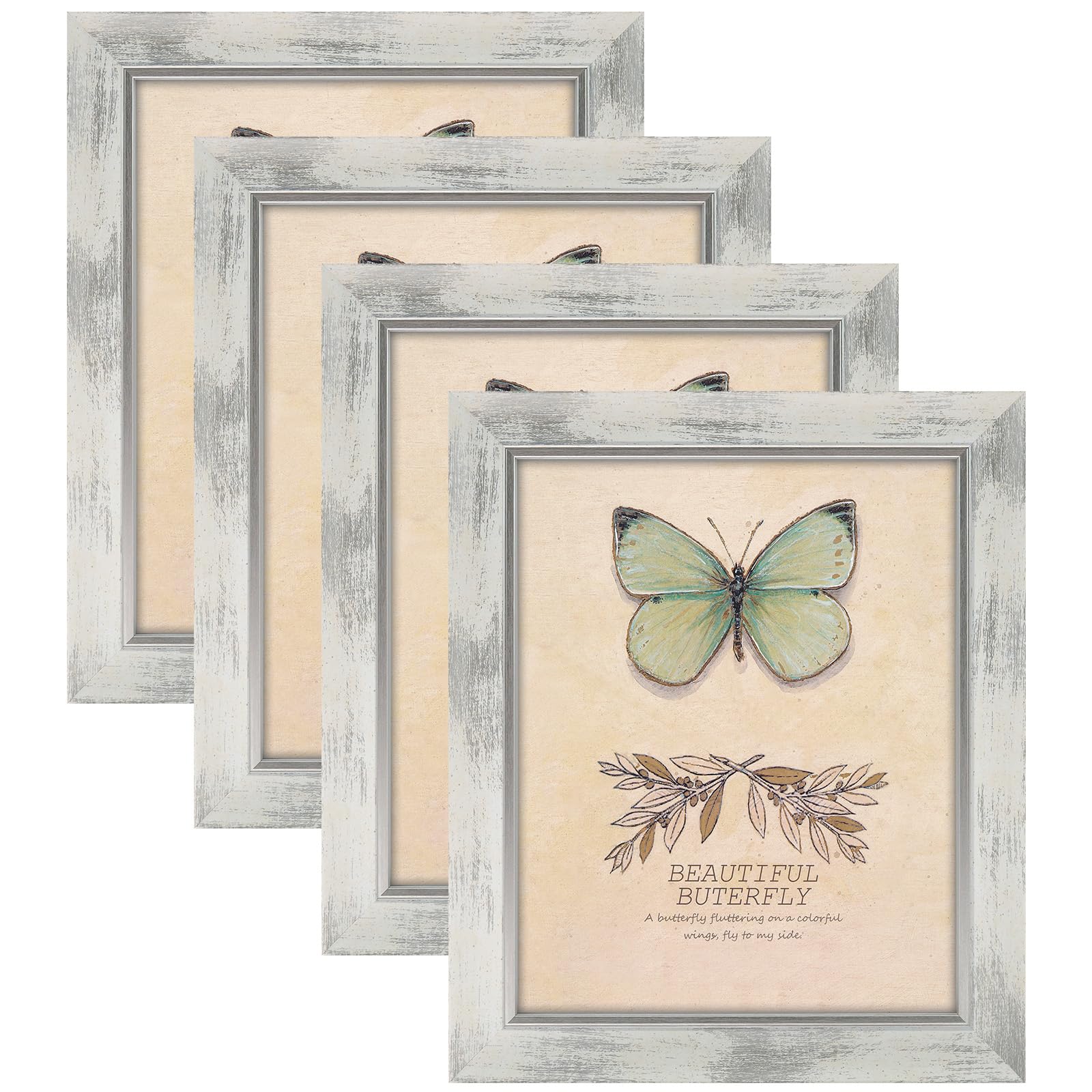 Photo 1 of XUANLUO 8x10 Picture Frames Set of 4 Rustic Retro Photo Frame with HD Plastic Cover for Wall Mount and Tabletop Display Family Friends Wedding Gift