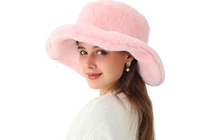 LA CARRIE Women's Snakeskin Print Faux Fur Bucket Hat Winter Warmer Fisherman Cap