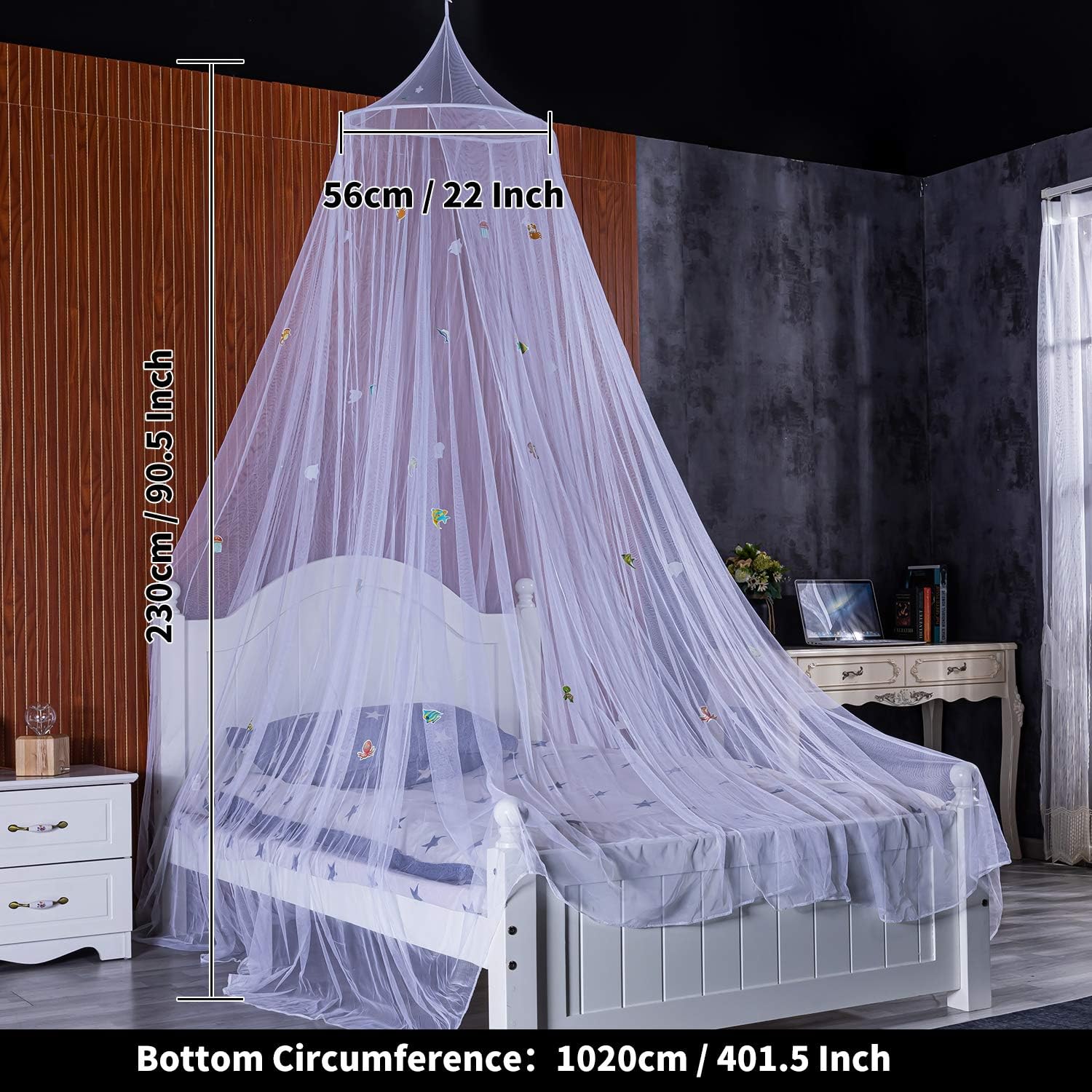 Ecoart Mosquito Net Canopy Bed for Crib Twin Full Queen King Bed Curtains,Sea Animals Glow in Dark Above Bed Canopy: Home & Kitchen