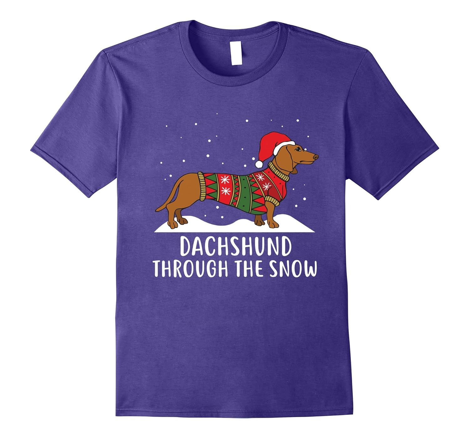 Dachshund Through The Snow Funny Christmas T-Shirt-Rose