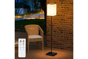 GGII Solar Floor Lamp for Yard, Solar Powered Outdoor Floor Lamps with Light Sensor, USB Rechargeable Indoor Cordless Floor Lamp, Dimmable Warm White and Height Adjustable for Lawn Yard Pool (Square)