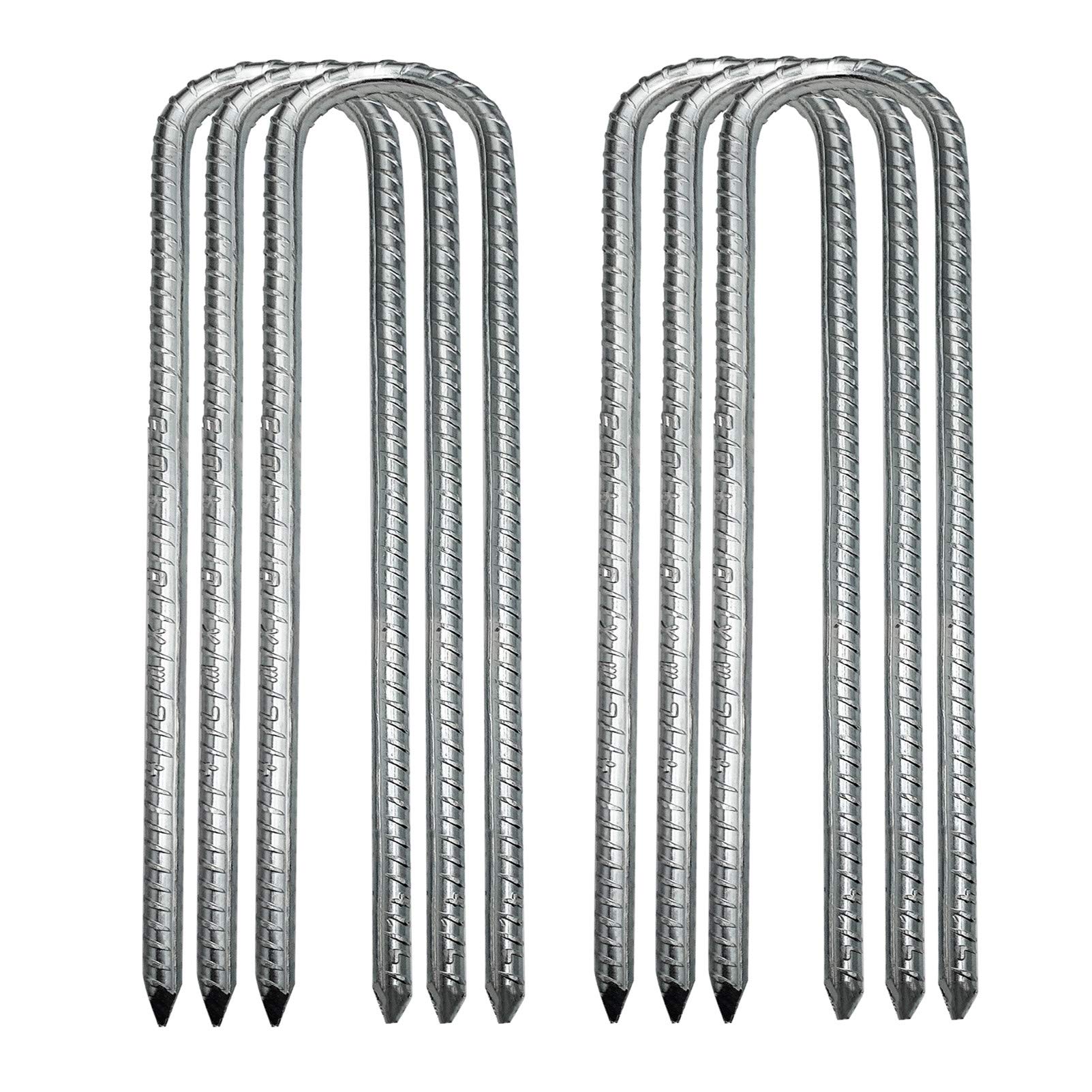 SOONPAM Ground anchor, tent nails, garden ground anchor, galvanised, reinforcement, pegs, ground spike, construction anchor, nail tent, tent pegs (12 inches, 6 pack).
