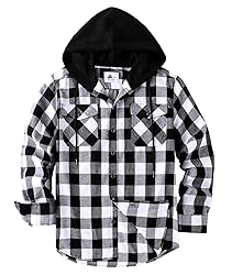 ZITY Men's Flannel Hoodie Shirts Casual Button Down