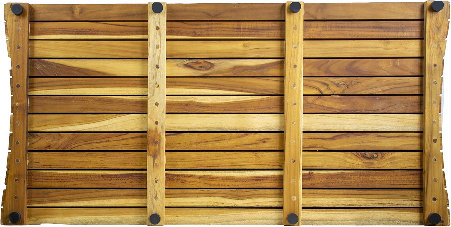 EcoDecors 40" x 20" Teak Shower Bath Floor Mat - Natural EarthyTeak Finish: Kitchen & Dining