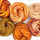 Revolution Fibers Zen Blend Collection | Luxurious Blends of Merino, Silk, Bamboo &amp; Viscose | Base Crafting Fiber Blends for Spinning, Felting, Weaving &amp; Tapestry (Orange Crush)