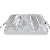 CHARMING TAILOR Chic Soft Vegan Leather Clutch Bag Dressy Pleated PU Evening Purse for Women
