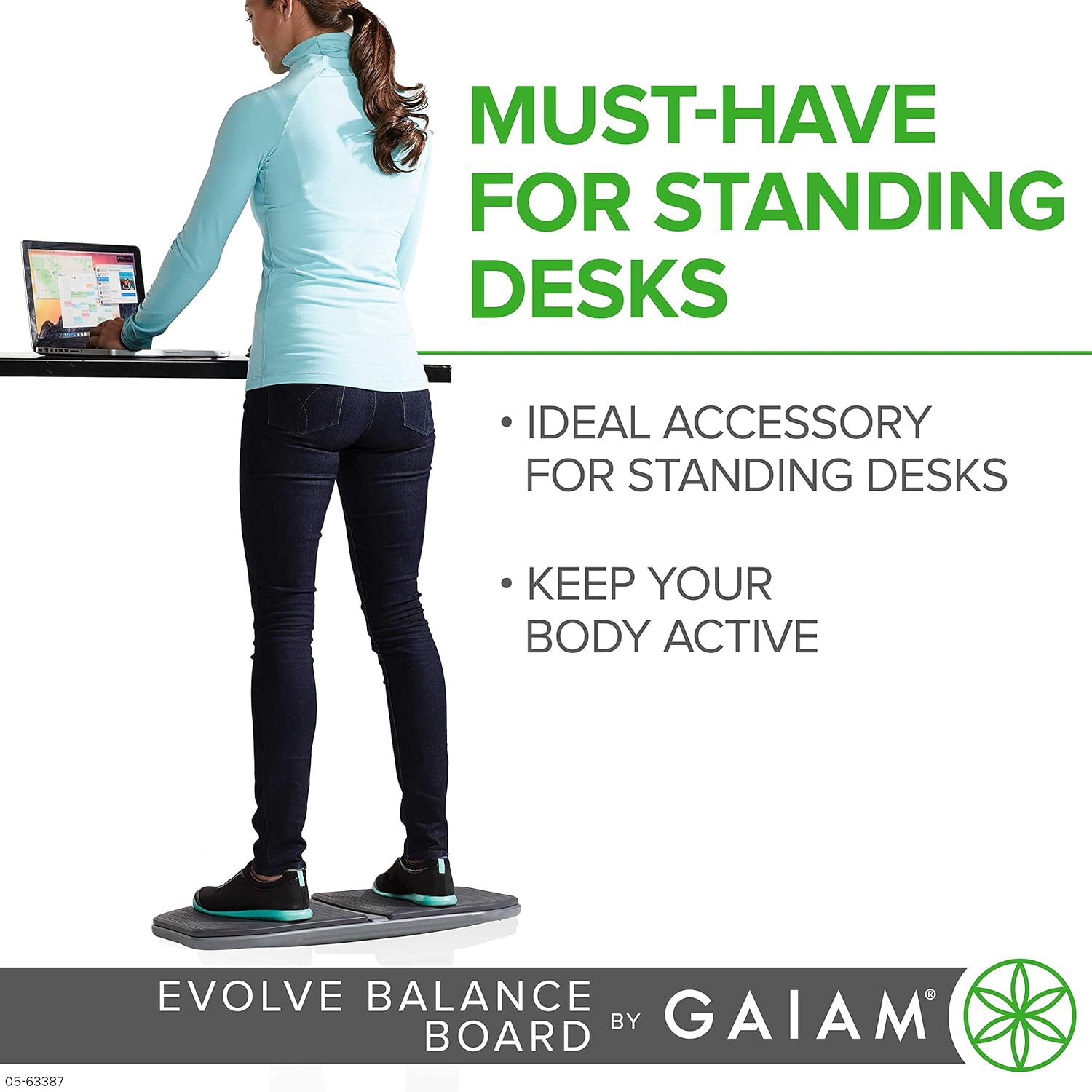 Gaiam Evolve Balance Board for Standing Desk - Stability Rocker Wobble Board for Constant Movement to Increase Focus, Alternative to Standing Desk Anti-Fatigue Mat : Sports & Outdoors