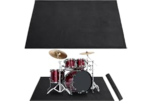 Invech 4 x 5.3 Ft Drum Rug, Non-Slip Grip Bottom, Soundproof Drum Floor Mat for Electronic Drums, Black