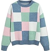 ZAFUL Fall Sweaters for Women Long Sleeve Crew Neck Print Cute Oversized Knit Pullover Sweater Tops 2025 Trendy Clothes