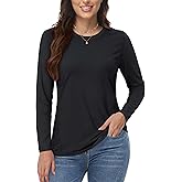 YUCOLEN Long Sleeve Shirts for Women Cotton Crewneck Casual T-Shirts Soft Basic Tee Long Sleeve Tops