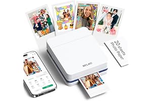 Nelko Photo Printer, PP01 Color Portable Mini Photo Printer, Instant Smartphone Inkjet Sticker Printer, Sticky-Back Photos, for iOS & Android, Picture Printer for Christmas, Fun Editing App, White