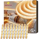 EMITEVER COB LED Strip Lights Warm White, 2700K Tape Light 32.8ft, Premium High Density, DC 24V, 300+Lumens/ft, 4800LEDs/Spool, Ra 90, 3W/ft, UL Listed 5 Year Warranty (Power Supply Sold Separately)