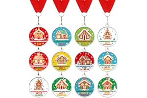 Cholemy 12 Pcs Christmas Medal Awards 2'' 12 Style Christmas Contest Prizes Medals for Xmas Decorating Party Ornament Supply