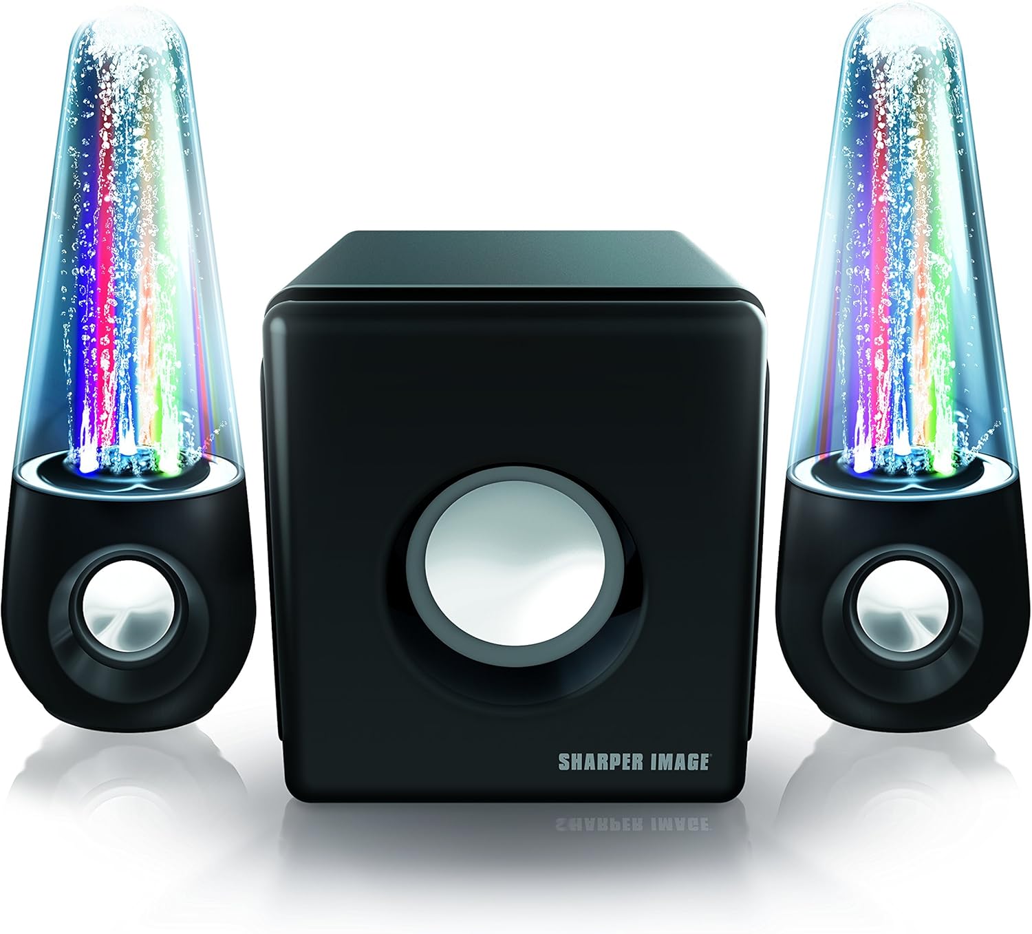 Sharper Image Sbt5002 Water And Light Show Bluetooth Streaming 2 1 Speakers With Subwoofer And Dancing Lights Black Amazon Co Uk Hi Fi Speakers