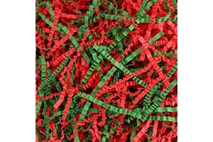 Raissily 1.5LB/700g Crinkle Cut Paper Shred Filler, Packing Grass Cushion Paper for Christmas Wedding Birthday Anniversary Valentine's Day Confetti Box Filling Wrapping Gift Decoration (Red & Green)