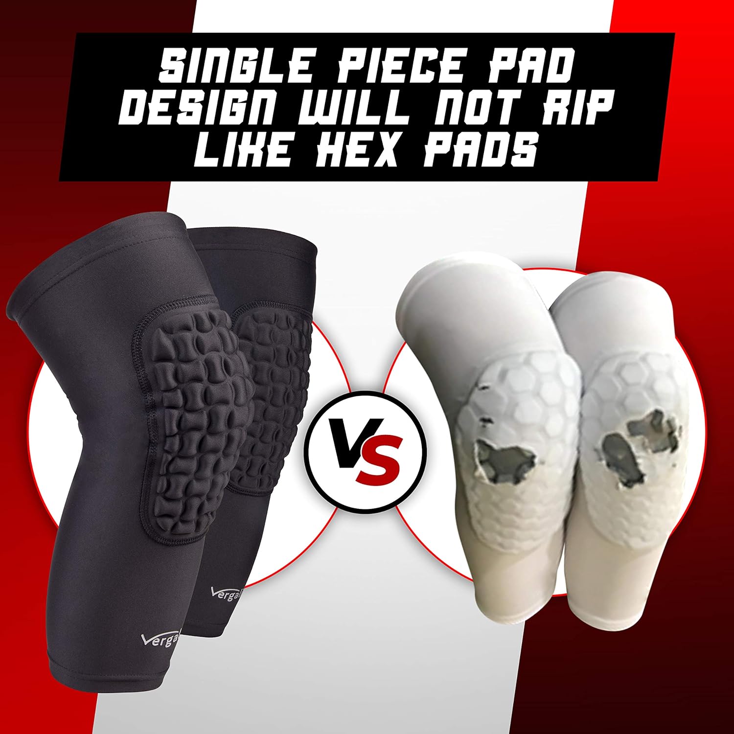 Vergali Basketball and Wrestling Knee Pads for Youth and Adult (Set of 2). Durable Padded Knee Sleeve Design Contours Around Knee to Protect Your Leg. Perfect Compression for Boys, Girls, Men, Women : Sports & Outdoors