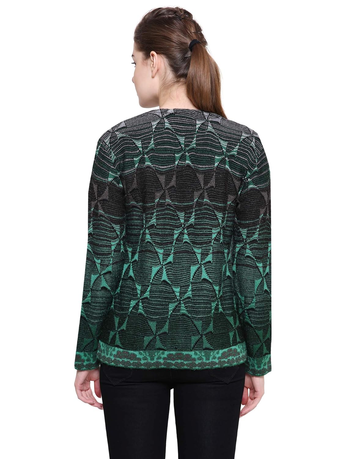 rebecca women's woolen buttoned cardigans (green, free size bust 38 inch)