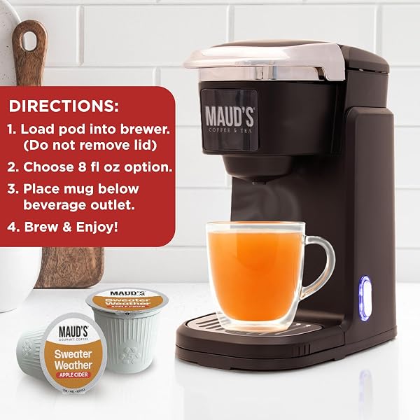 MAUD’S HOT APPLE CIDER PODS, 24 CT, RECYCLABLE SINGLE SERVE PODS – SPICED APPLE CIDER FLAVORED POD, COMPATIBLE WITH KEURIG K CUPS MAKER