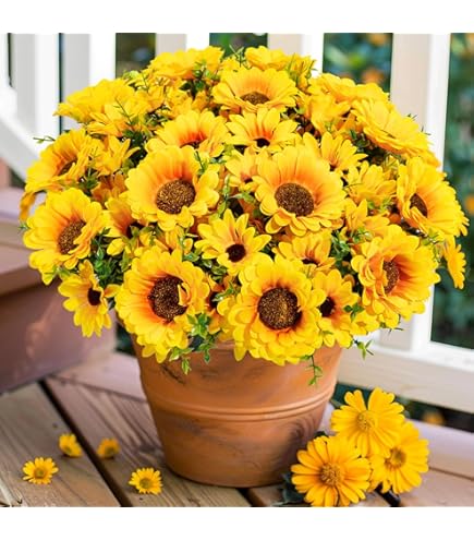 SnailGarden 6 Grappes de Tournesols Artificiels,42 Têtes de Tournesol SnailGarden 6 Grappes de Tournesols Artificiels,42 Têtes de Tournesol