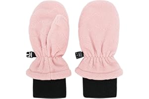 JAN & JUL Girls' Stay-On Fleece Toddler Mittens with Ribbed Cuffs for Winter (Dusty Pink, Size M)