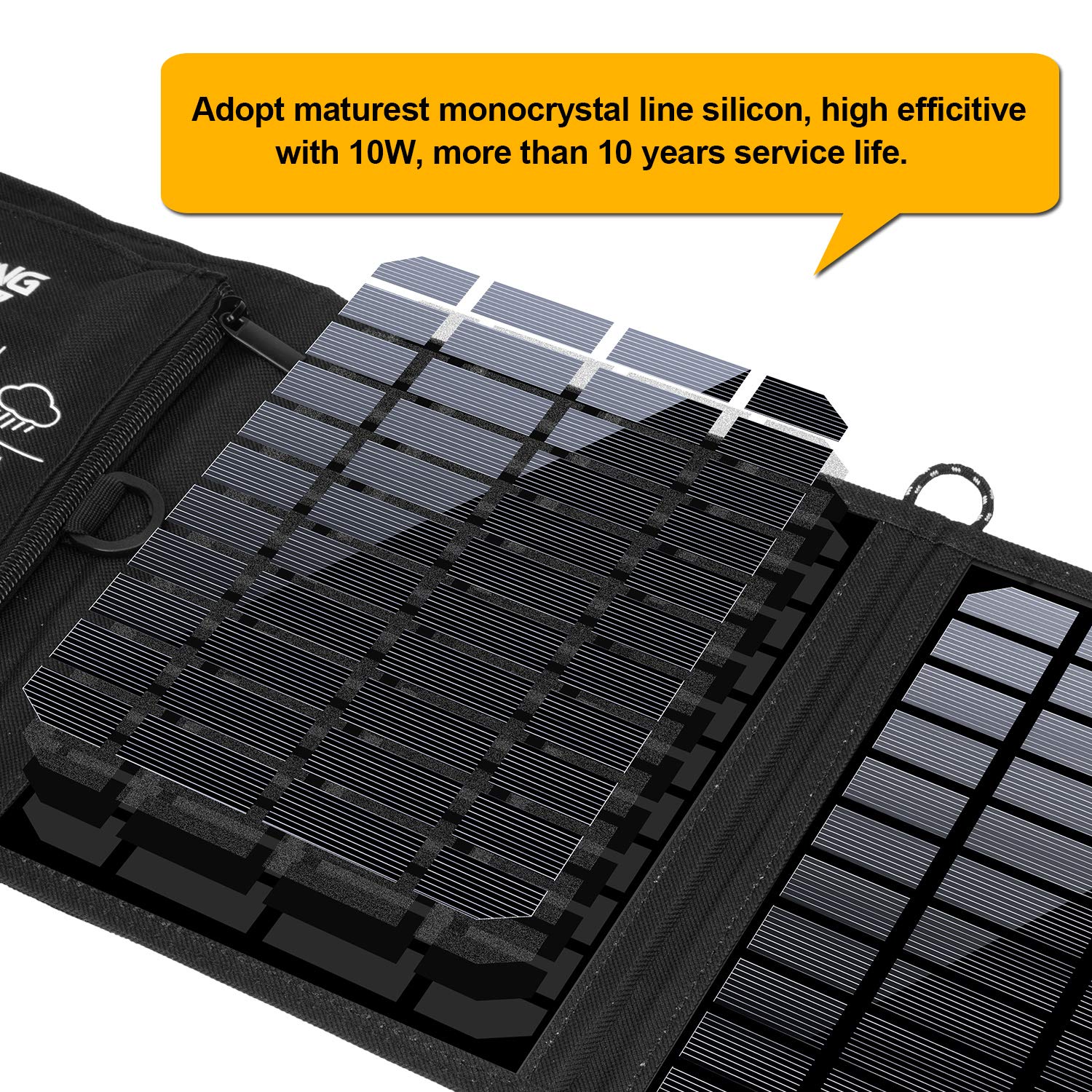 X-DNENG Solar Charger 10W Waterproof Foldable Single USB Port Solar Battery Charger Panel for Cell Phone, Power Bank, and Other Electronic Devices, Good Choice for Camping, Fishing, Hiking