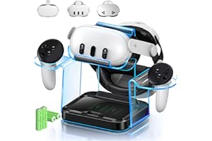 AXYBCOOL Charging Dock for Oculus Meta Quest3/ 3S / 2, VR Headset Charging Station with Adapter,USB A to C Cable and 4 Rechargeable Replacemnt Batteries (Charging Dock for Quest3/3S/2)