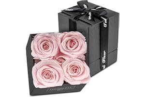 Immortal Fleur Preserved Roses In A Box, Preserved Flowers, Forever Roses Box, Mom Birthday Gifts, Flowers for Delivery Prime Birthday, Valentines Day Flowers for Wife, Pink 4