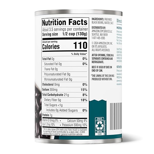 AMAZON GROCERY, CANNED BLACK BEANS,15.25 OZ (PREVIOUSLY AMAZON FRESH, PACKAGING MAY VARY)