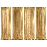 Sequin Backdrop Curtain 4 Pcs 2ftx8ft Wedding Ceremony Background Backdrop Glitter Shimmer Fabric Gold Backdrop Drapes