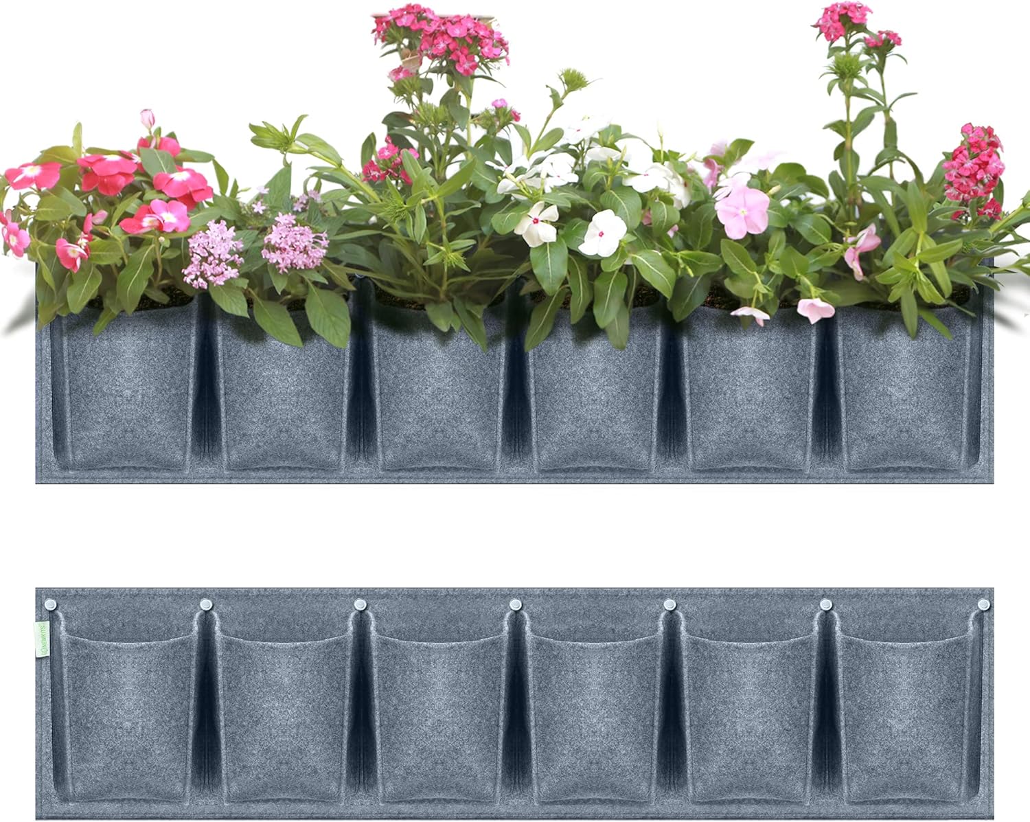 NEWKITS Hanging Vertical Garden Wall Planter Deeper and Bigger 6 Pocket Vertical Garden Solution 2020 (Grey-A)