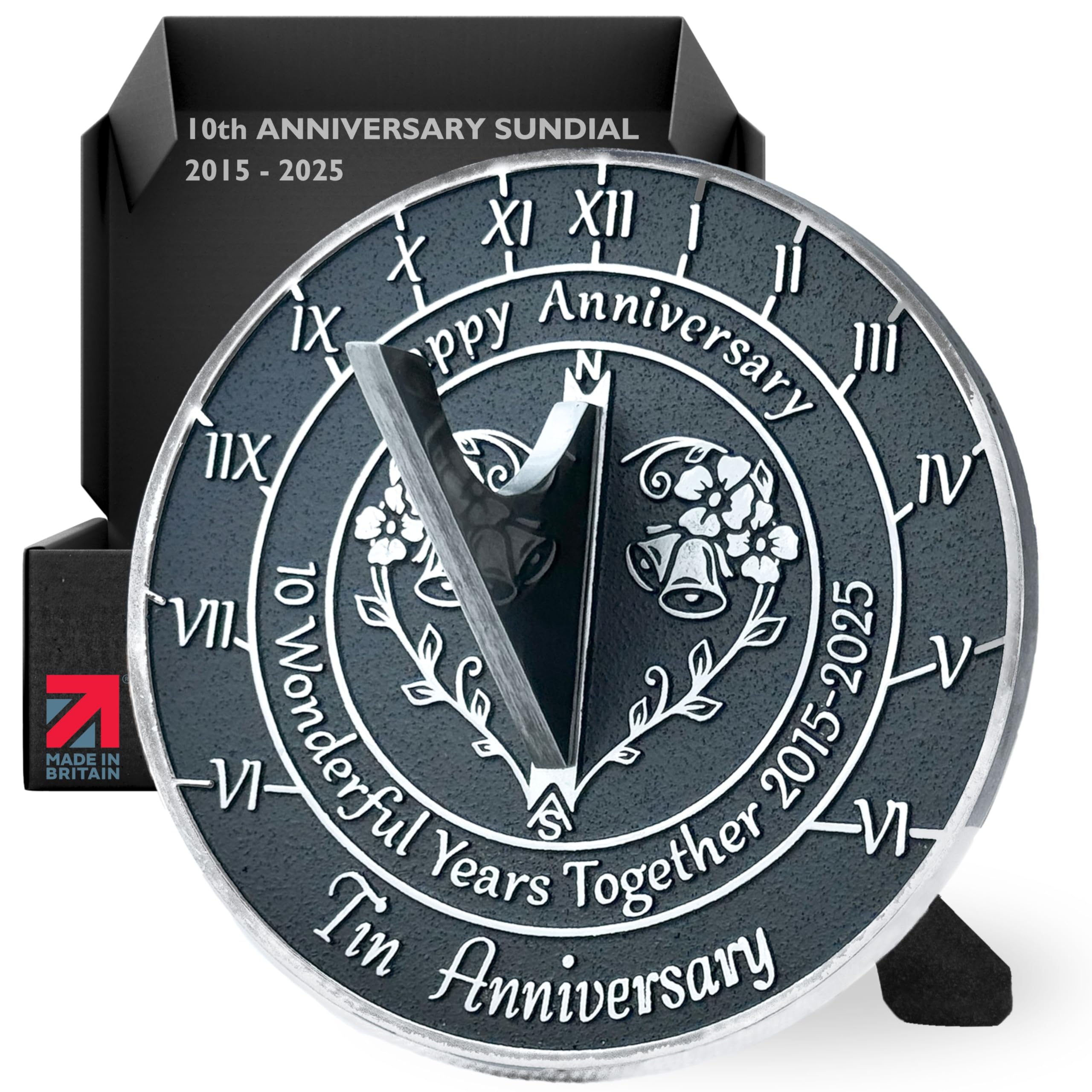 Photo 1 of Anniversary Sundial Gift for 10th Tin Wedding Anniversary in 2025 - Recycled Metal Home Decor Or Garden Present Idea - Handmade in UK for Him, Her Parents Or Couples 10 Year Celebration