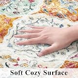 SHACOS Round Rug 120 cm Non Slip Washable Boho Vintage Floral Circle view 3