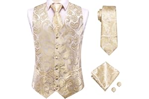 Hi-Tie Men's Suit Vest Tie Set With Lapel Pin Or Tie Clip Silk Waistcoat Necktie Handkerchief For Wedding Formal Tuxedo