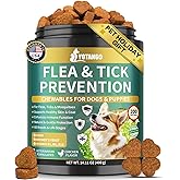 YOTANGO Flea and Tick Prevention for Dogs Chewable, 200 Soft Treats Natural Dog Flea and Tick Treatment Chewable, Oral Flea Supplement Chews, Skin & Coat Support for Dogs Puppies - All Breeds & Ages