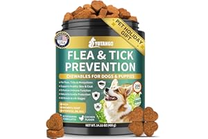 YOTANGO Flea and Tick Prevention for Dogs Chewable, 200 Soft Treats Natural Dog Flea and Tick Treatment Chewable, Oral Flea Supplement Chews, Skin & Coat Support for Dogs Puppies - All Breeds & Ages