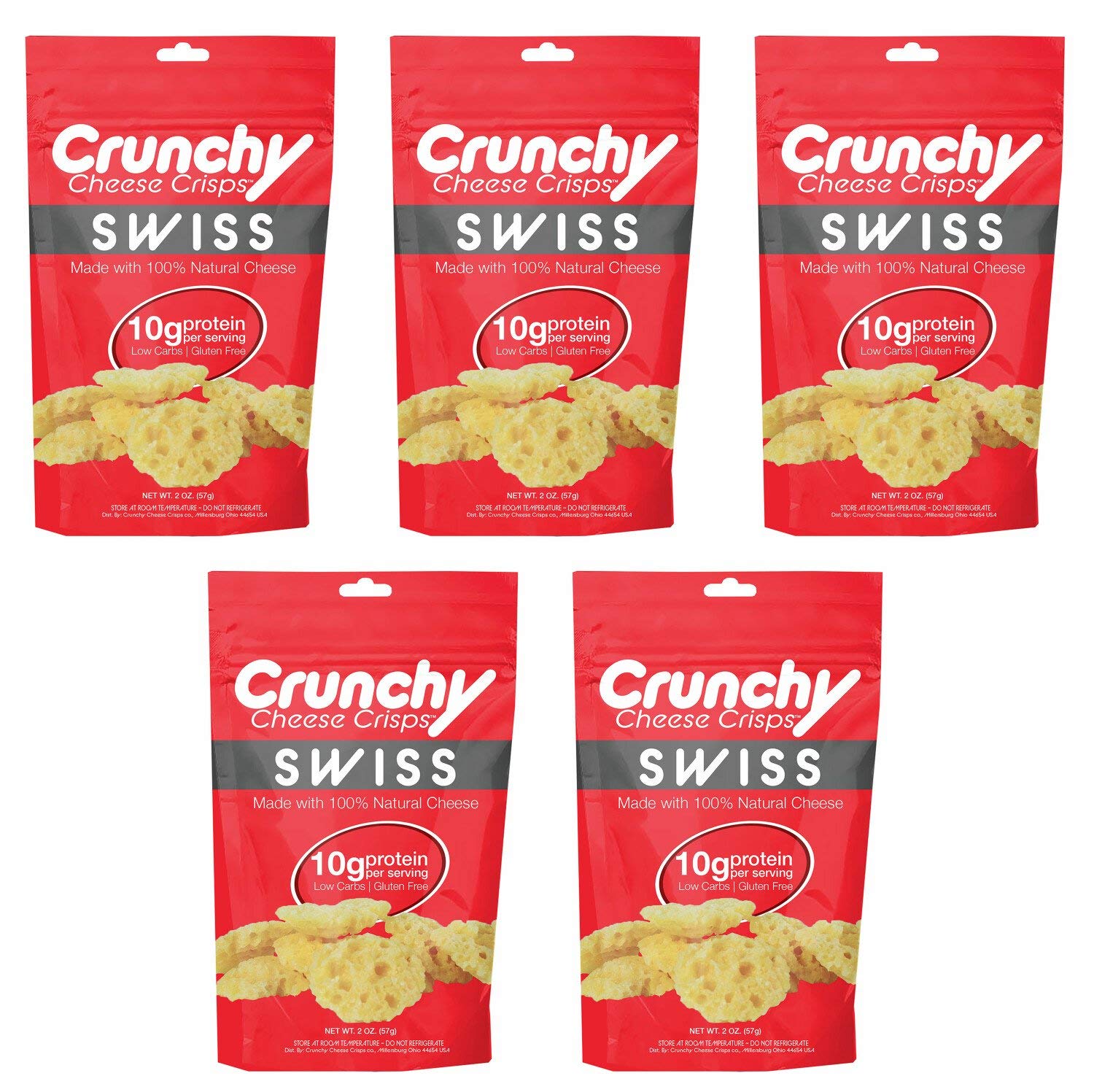 Swiss Crunchy Cheese Crisps 5 Pack, Made with 100 All Natural Cheese, Keto Friendly, Gluten