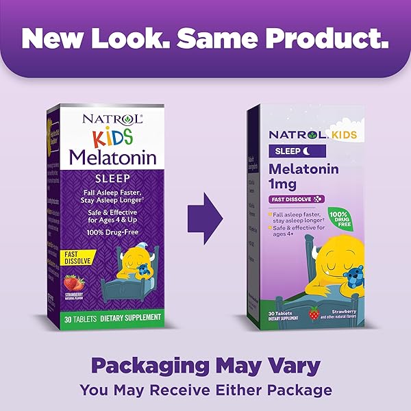 NATROL KIDS FAST DISSOLVE MELATONIN 1 MG, DIETARY SUPPLEMENT FOR RESTFUL SLEEP, SLEEP TABLETS FOR KIDS, 30 STRAWBERRY-FLAVORED MELATONIN TABLETS, 30 DAY SUPPLY