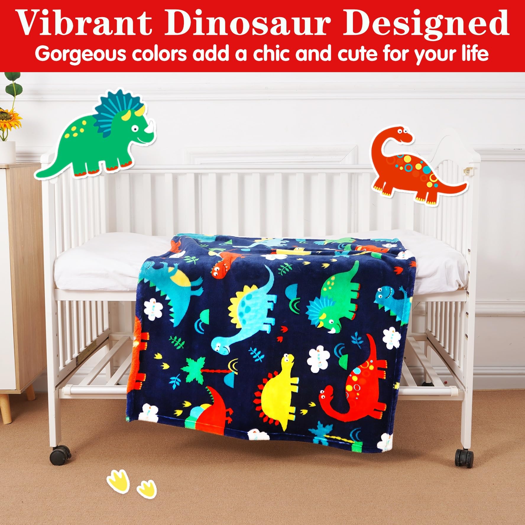 Lukeight Toddler Blanket for Boys and Girls, Plush and Thick Dinosaur Blanket Birthday Gifts for Toddler and Baby (Dinosaur, 30x40 Inches)