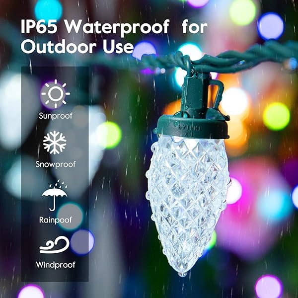 BRIGHTOWN 2 PACK TOTAL 132FT 200LED OUTDOOR C9 LED CHRISTMAS STRING LIGHTS, PLUG-IN CONNECTABLE WATERPROOF ROOFLINE STRING LIGHTS FOR OUTSIDE CHRISTMAS HOLIDAY DECOR